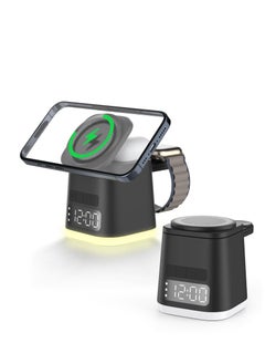 Excefore 3 in 1 Charging Station with Night Light and Alarm Clock , iphone iwatch airpod wireless charging dock,travel charger combo for iPhone 15/14/13/12 Pro/Max/Plus, AirPods, Watch  - Image 1