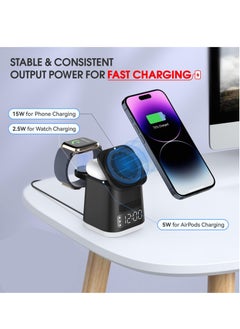 Excefore 3 in 1 Charging Station with Night Light and Alarm Clock , iphone iwatch airpod wireless charging dock,travel charger combo for iPhone 15/14/13/12 Pro/Max/Plus, AirPods, Watch  - Image 5