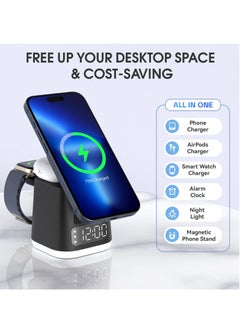 Excefore 3 in 1 Charging Station with Night Light and Alarm Clock , iphone iwatch airpod wireless charging dock,travel charger combo for iPhone 15/14/13/12 Pro/Max/Plus, AirPods, Watch  - Image 2