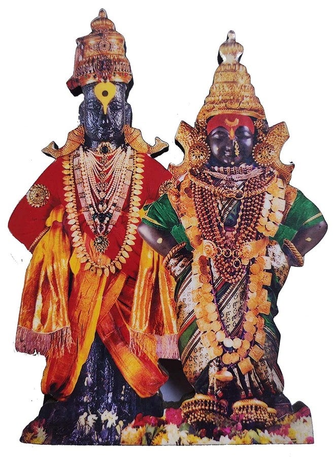 Vils Pandaripuram Lord Sri Panduranga Vittal & Rukmini Divine Holy Blessing Wood and Plastic Statue/Photo Frame with Back Stand (4 inch X 6 inch)- Multicolor - Image 1