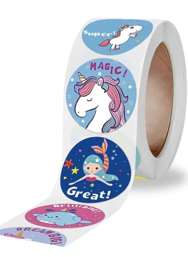 Radhya Accessories 2 Rolls Unicorn Stickers for Kids 200+ Reward Motivational DIY Decorative Self Adhesive Stickers Scrap Book Decoration for Boys & Girls - Image 1