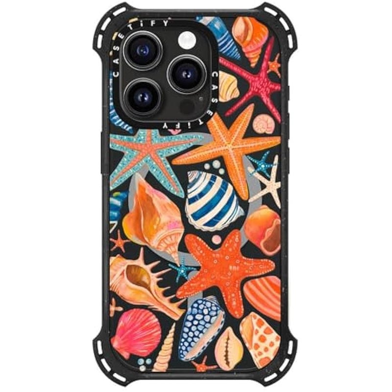 Casetify Bounce iPhone 15 Pro Case 【6X Military Grade Drop Tested / 21.3ft Drop Protection/Compatible with Magsafe】 - Sea Shells - Triple Black - Image 4