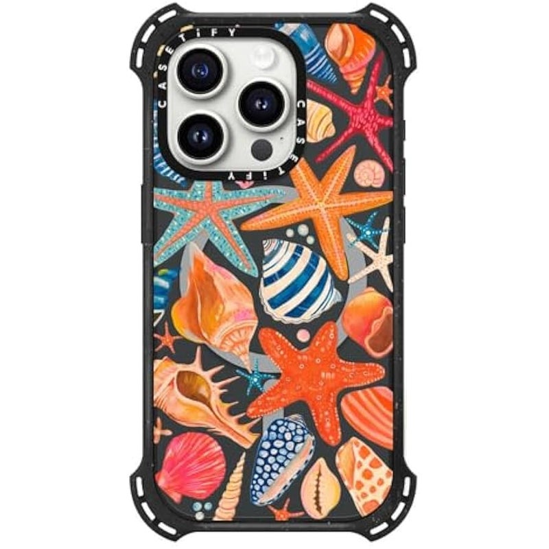 Casetify Bounce iPhone 15 Pro Case 【6X Military Grade Drop Tested / 21.3ft Drop Protection/Compatible with Magsafe】 - Sea Shells - Triple Black - Image 3