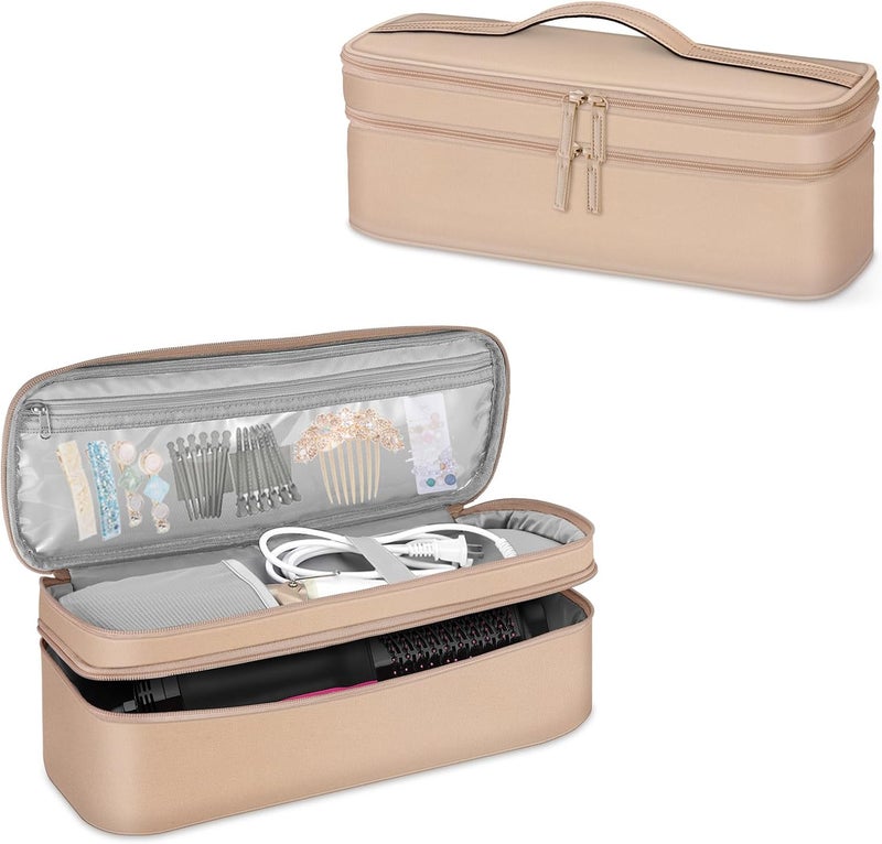 SITHON DoubleLayer Travel Carrying Case for Shark FlexStyleSmoothStyle Water Resistant Storage Organizer Bag for Airwrap Styler Also for Revlon OneStep Hair Dryer Bag Only Rose Gold