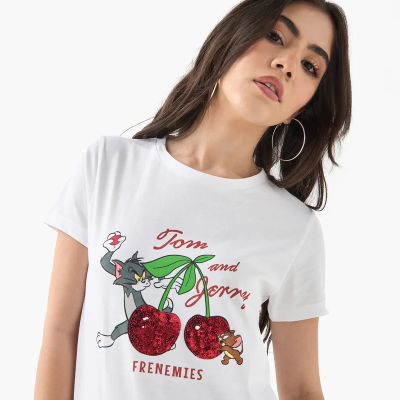 SP Characters Tom and Jerry Print T-shirt