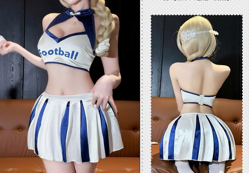 Women's Sports-Inspired Two-Piece Outfit, Pleated Skirt Set, Fashion Performance  Costume