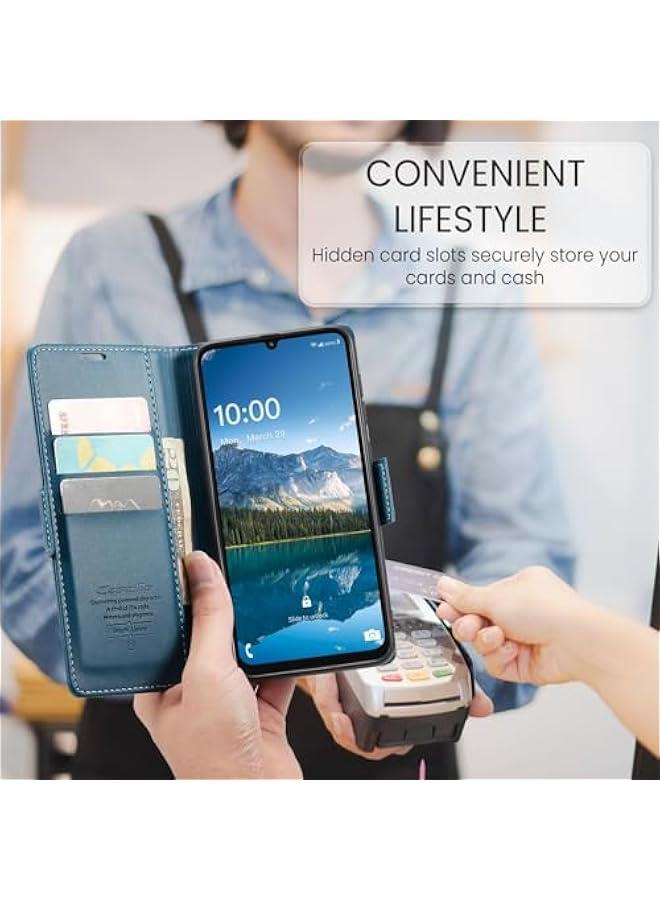 Slim RFID Blocking Leather Wallet Flip Case for Samsung Galaxy A06 with Card Holder and Magnetic Clasp, Durable Shockproof Cover Phone Case - Image 3