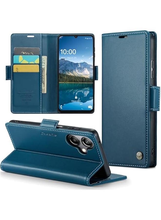 Slim RFID Blocking Leather Wallet Flip Case for Samsung Galaxy A06 with Card Holder and Magnetic Clasp, Durable Shockproof Cover Phone Case - Image 1