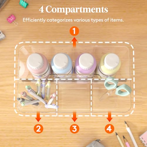 Lifewit 2-Pack Plastic Divided Caddy Organizer with Handle, Portable Art Supply Storage Organizer for Craft Supplies, Cosmetics, Holds Pencil, Crayon, Brushes, Hair Product, Dorm Shower Caddy, Clear - Image 5