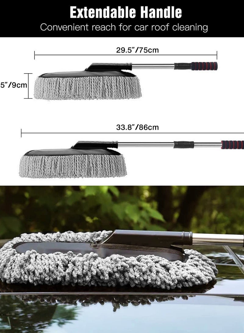 Beauenty Car Duster - Extendable Long Handle Microfiber Car Duster, Scratch-Free Exterior Car Cleaning Tool, Dust Brush for Trucks, Pickups,  Motorcycles, and More, Gray. - Image 5