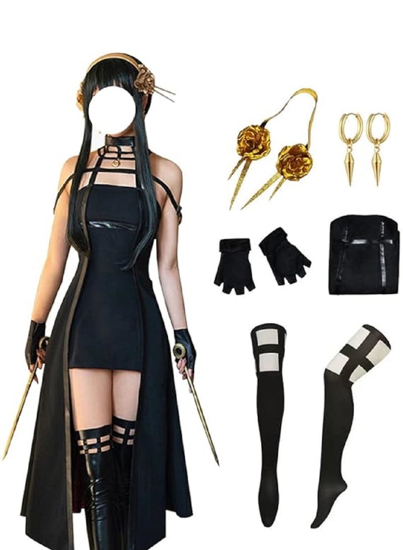 Gerenic Yor Forger Cosplay Costume Anya Forger Cosplay Dress Outfit Uniform Headband Earring Accessories Full Set  - Image 1
