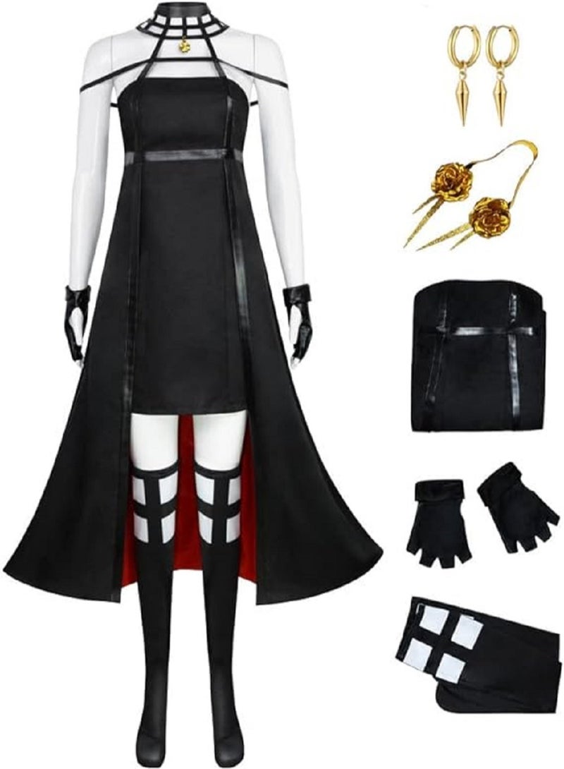 Gerenic Yor Forger Cosplay Costume Anya Forger Cosplay Dress Outfit Uniform Headband Earring Accessories Full Set  - Image 5