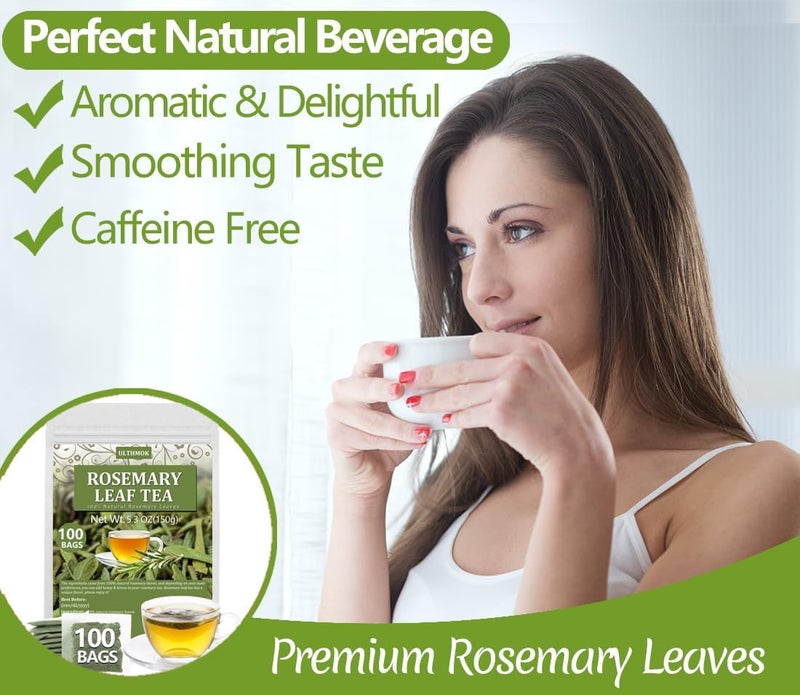 ULTHMOK Premium Rosemary Leaf Tea Bags - 100% Natural Rosemary Leaves, Caffeine Free, 100 Bags - Image 4