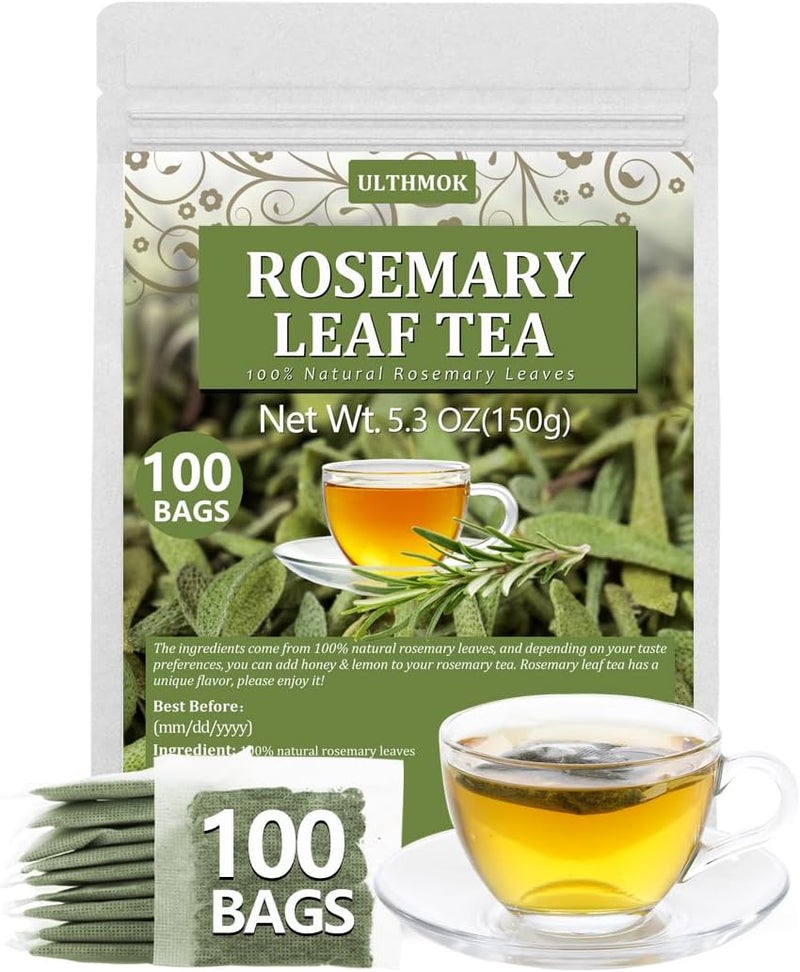 ULTHMOK Premium Rosemary Leaf Tea Bags - 100% Natural Rosemary Leaves, Caffeine Free, 100 Bags - Image 1