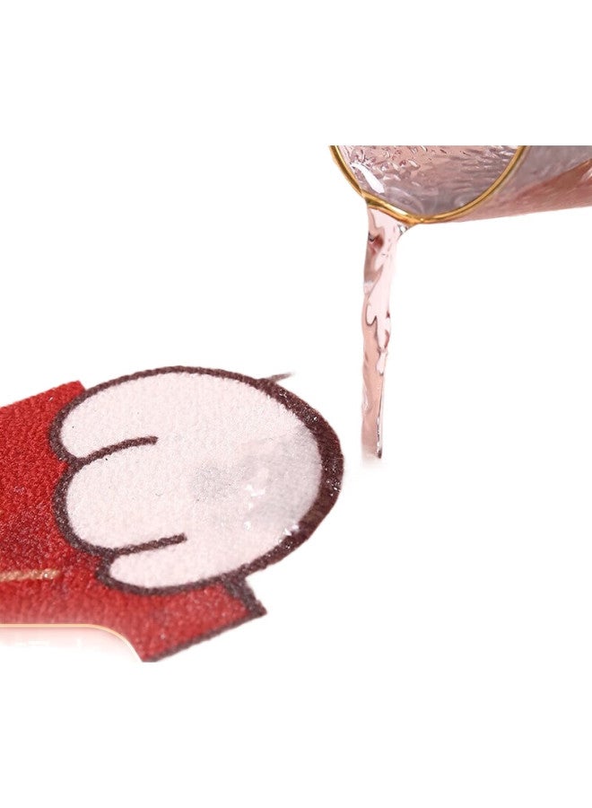 Moon Time Mengting Red Festive Flocked Entrance Mat, Absorbent, Easy To Clean, Cuttable Cartoon Cat Design, Red, 60*90Cm - Image 1