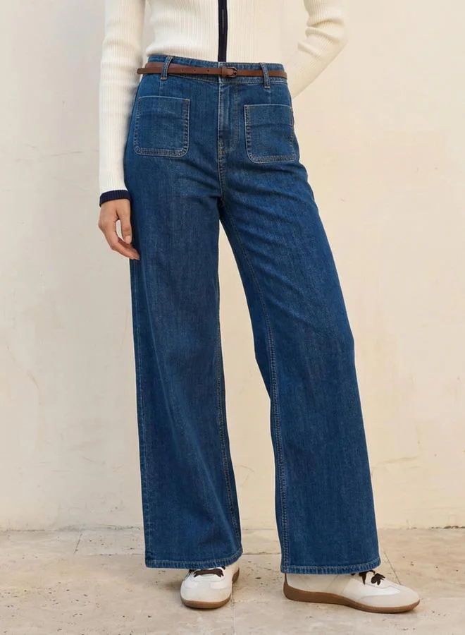 Lee Cooper Lee Cooper Wide Leg Belted Cotton Jeans