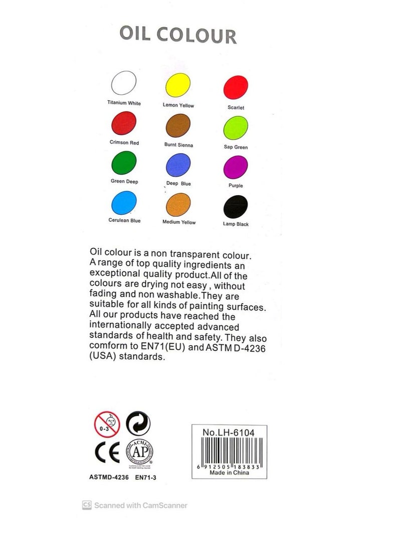 Generic Oil Colour Set 12x12ml Multicolor  - Image 2