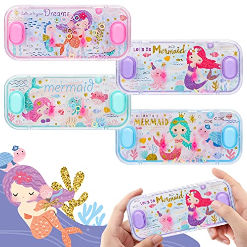 SevenQ Handheld Water Games 4 Packs Mermaid Theme Water Toss Ring Game Aqua Toy Water Ring Game for Kids Handheld Stocking Stuffers - Image 1