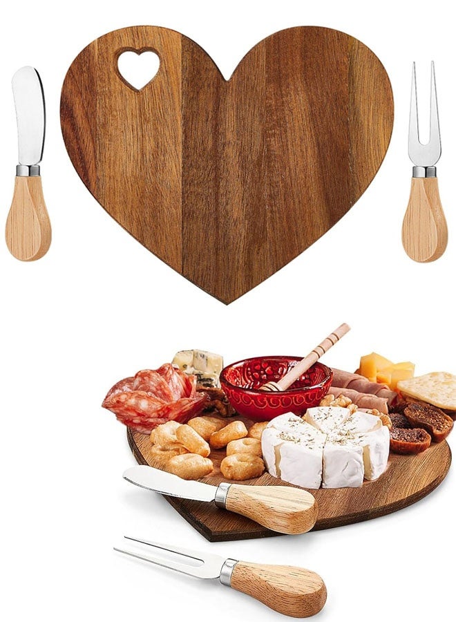 1 Set Favor Heart Cheese Board With Knife, Wood Mini Charcuterie Board Thank You Gift Box For Guest Bridal Baby Shower Prize Wedding Valentines Birthday - Image 1