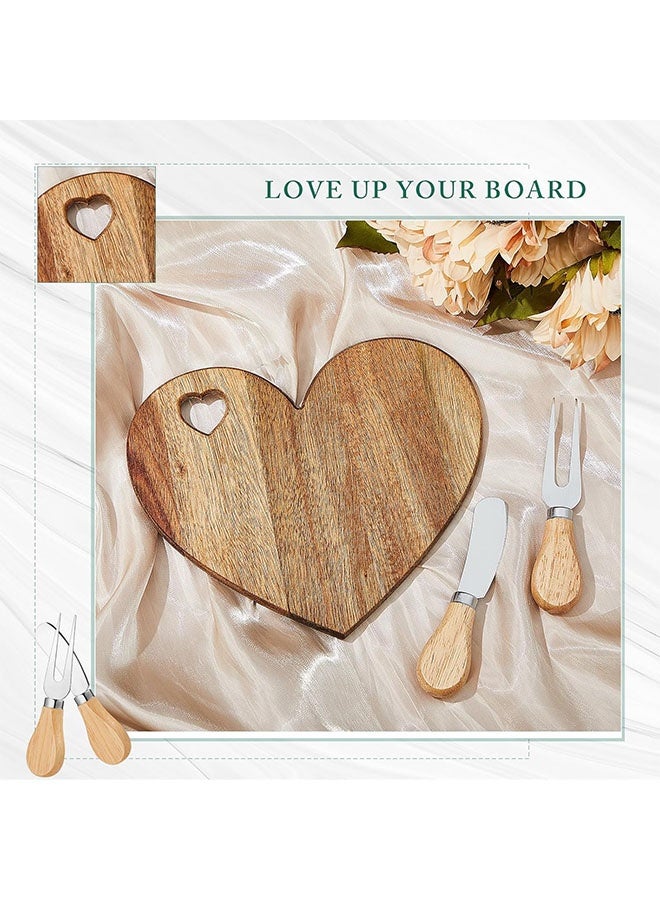 1 Set Favor Heart Cheese Board With Knife, Wood Mini Charcuterie Board Thank You Gift Box For Guest Bridal Baby Shower Prize Wedding Valentines Birthday - Image 4