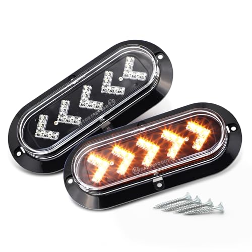 TMH (Pack of 2 6 Inch ARROW 25 LED Surface Mount Oval Clear Lens Amber Light Turn Signal Side Marker Tail LED Indicator Assembly Light for Truck Trailer RV Bus 12V DC - Image 1