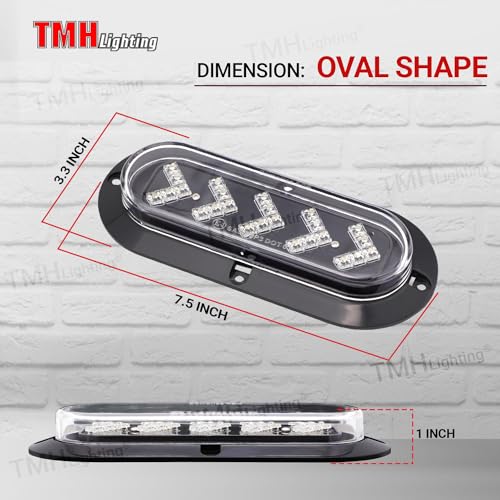 TMH (Pack of 2 6 Inch ARROW 25 LED Surface Mount Oval Clear Lens Amber Light Turn Signal Side Marker Tail LED Indicator Assembly Light for Truck Trailer RV Bus 12V DC - Image 2
