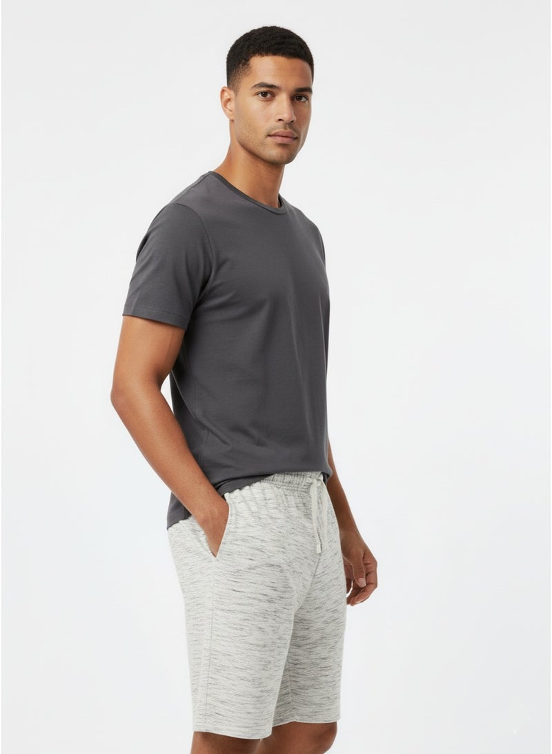 Studio Men's Heather Grey Fleece Drawstring Shorts | Soft Cotton Blend Casual Lounge Shorts - Image 2
