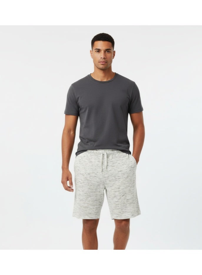 Studio Men's Heather Grey Fleece Drawstring Shorts | Soft Cotton Blend Casual Lounge Shorts - Image 1