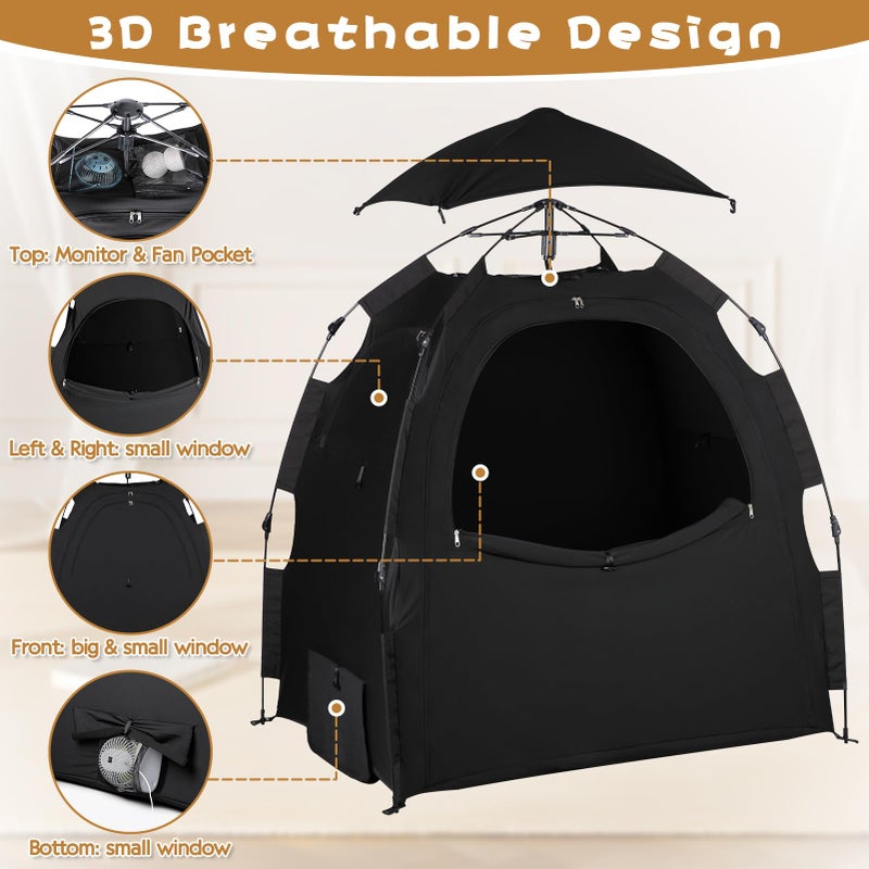 WANRU Pack N Play Blackout Cover Sleep Pod - Baby Sleep Tent 1-Click Set Up Portable, Crib Blackout Canopy Cover Block 95% Light Suitable for Babies and Toddlers - Image 2
