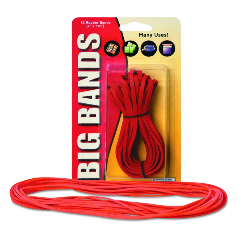 Alliance Rubber Big Rubber Bands 12 Pack 7-Inch X 1/8-Inch Red 00700 - Image 2