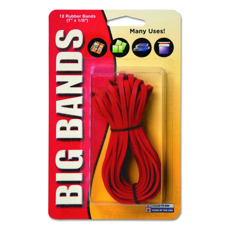 Alliance Rubber Big Rubber Bands 12 Pack 7-Inch X 1/8-Inch Red 00700 - Image 1