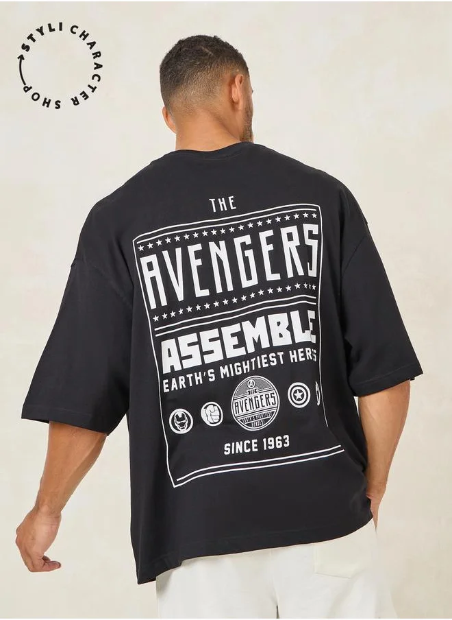 Styli Styli Front and Back Avenger Print Boxy T Shirt