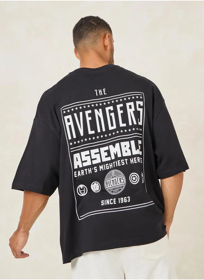 Styli Front and Back Avenger Print Boxy T Shirt