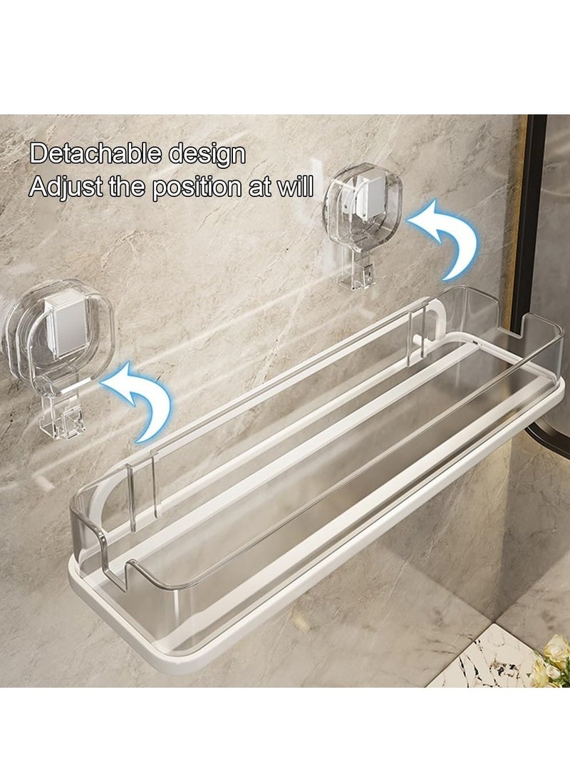 XiuWoo 2 Layers Shower Shelf Racks Bathroom Suction Cup Storage Rack, Bathroom Storage Rack, Wall Mounted Shower Caddy Shelf Shower Caddy,Transparent White  - Image 3