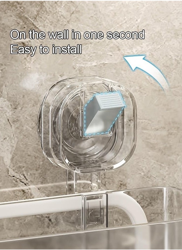XiuWoo 2 Layers Shower Shelf Racks Bathroom Suction Cup Storage Rack, Bathroom Storage Rack, Wall Mounted Shower Caddy Shelf Shower Caddy,Transparent White  - Image 4