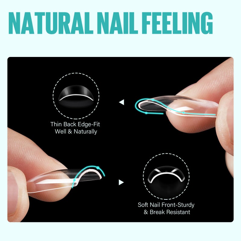 TOMICCA Short Square Nail Tips, 504Pcs Clear Press on Nails Square Full Cover Nail Tips Clear False Press on Nails, Soft Tips for Gel Nail Extension DIY Nail Salon 12 Sizes - Image 3