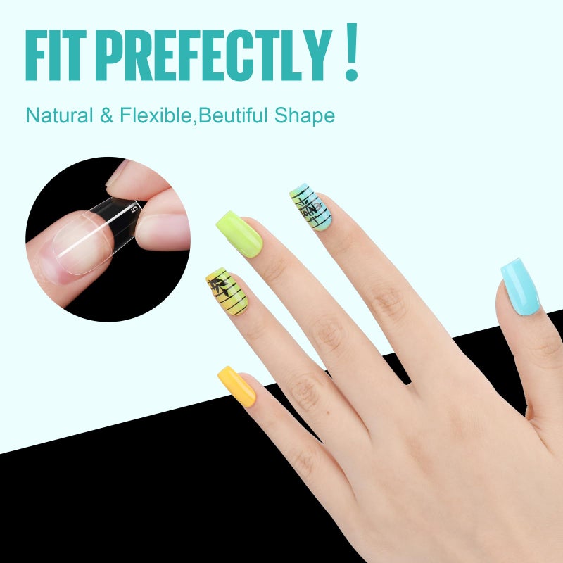 TOMICCA Short Square Nail Tips, 504Pcs Clear Press on Nails Square Full Cover Nail Tips Clear False Press on Nails, Soft Tips for Gel Nail Extension DIY Nail Salon 12 Sizes - Image 5