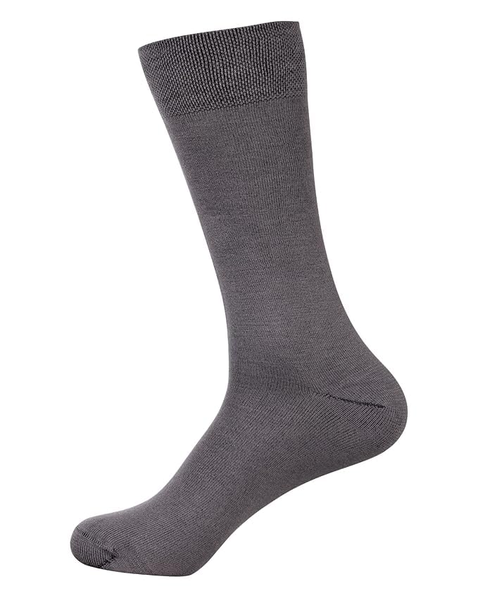 ZIBELL Bamboo Crew Socks for Men, Calf Length, Pack of 5, Breathable Comfort, Formal Socks, Full Length, Odour Free & Cushioned Base, Assorted Colours, 3 times Softer than Regular Socks - Image 4