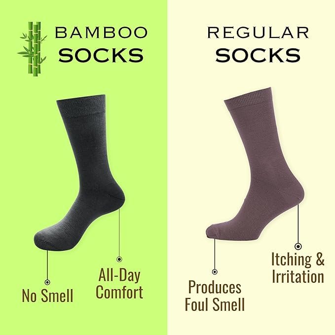 ZIBELL Bamboo Crew Socks for Men, Calf Length, Pack of 5, Breathable Comfort, Formal Socks, Full Length, Odour Free & Cushioned Base, Assorted Colours, 3 times Softer than Regular Socks - Image 2