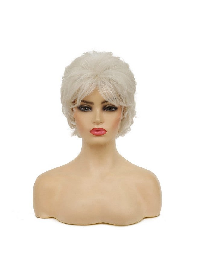 Beweig Short Curly White Wigs for Women Fluffy Natural Looking Synthetic Hair Daily Wigs for Old Ladies - Image 3