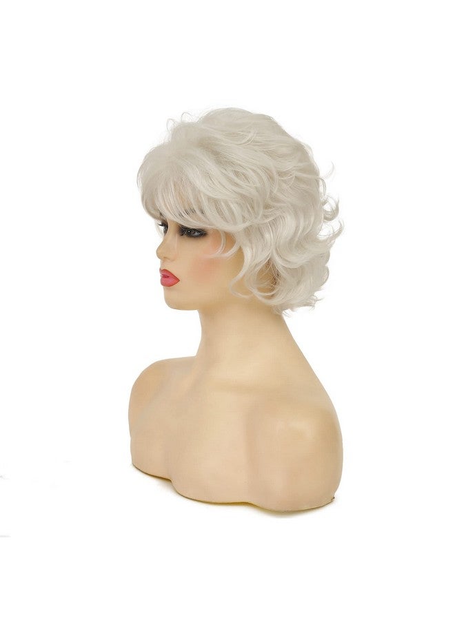Beweig Short Curly White Wigs for Women Fluffy Natural Looking Synthetic Hair Daily Wigs for Old Ladies - Image 5