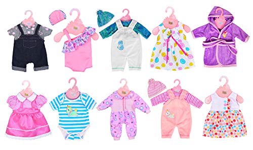 Ebuddy Doll Clothes 10 Sets Baby Doll Clothes Fit for 14-16 inch Baby Dolls，43 cm New Born Baby Dolls, 15 inch Dolls, 18 inch Dolls (Doll is not Included) - Image 2
