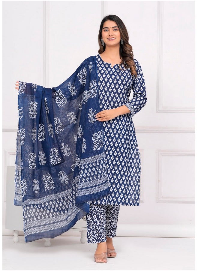 MEERA FAB Women's Cotton Printed Straight Kurta with Palazzo & Dupatta Set Blue - pzsku/ZA448F397D9F8C509E3EBZ/45/_/1740118153/bd0e5749-0b0c-4cc3-bbb0-abd3177b159f