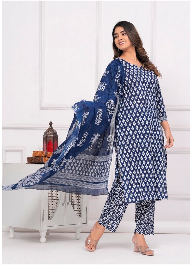 MEERA FAB Women's Cotton Printed Straight Kurta with Palazzo & Dupatta Set Blue - pzsku/ZA448F397D9F8C509E3EBZ/45/_/1740118159/c1c4faa4-b7bc-4010-bfa8-cbf6593041e7