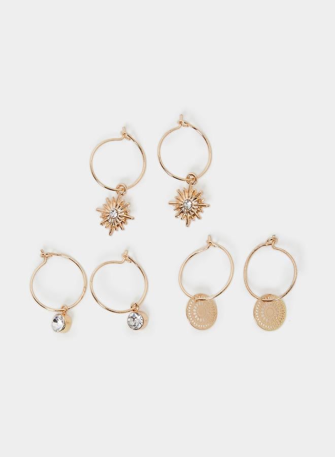 Styli Set of 3 - Drop Accent Hoop Earrings - Image 2