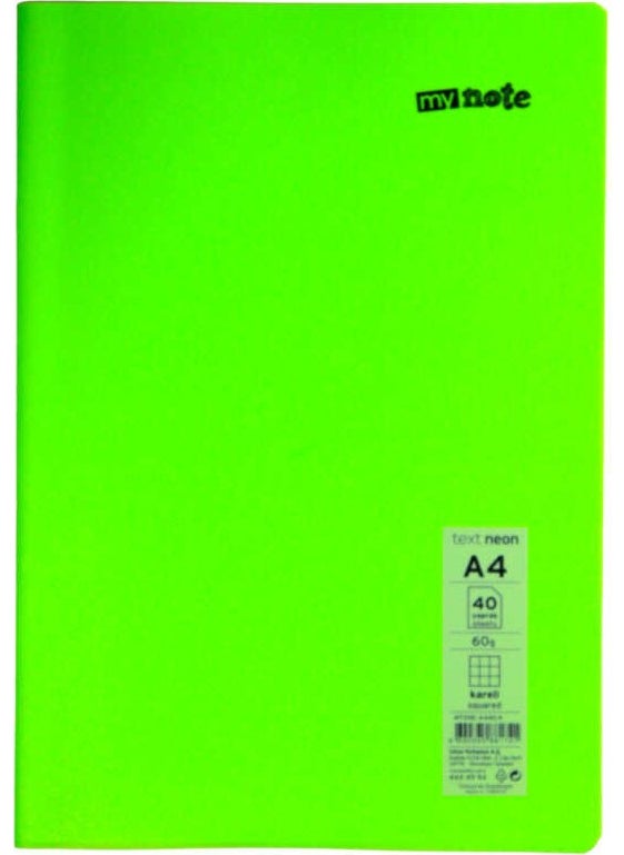 Mynote Text Neon A4 40 Sheets Plastic Cover Notebook  - Image 1
