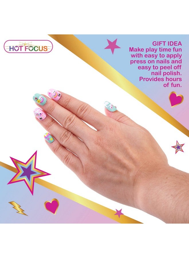 Hot Focus Scented Nail Boutique 168 Piece Unicorn Nail Art Kit Includes Press On Nails Nail Patches Nail Stickers Nail Polishes Nail File And Ring Nontoxic Water Based Peel Off Nail Polish - Image 4