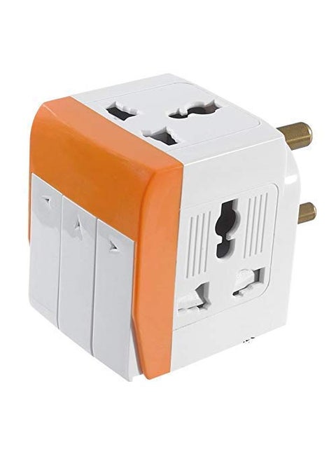 AMENDAS Universal Adapter 3 Pin Plug Adapter with Individual Switches 3 Way Plug Socket Travel Adapter 5A250V with Individual Switch and Indicator Extension Spike Buster Fuse Protected