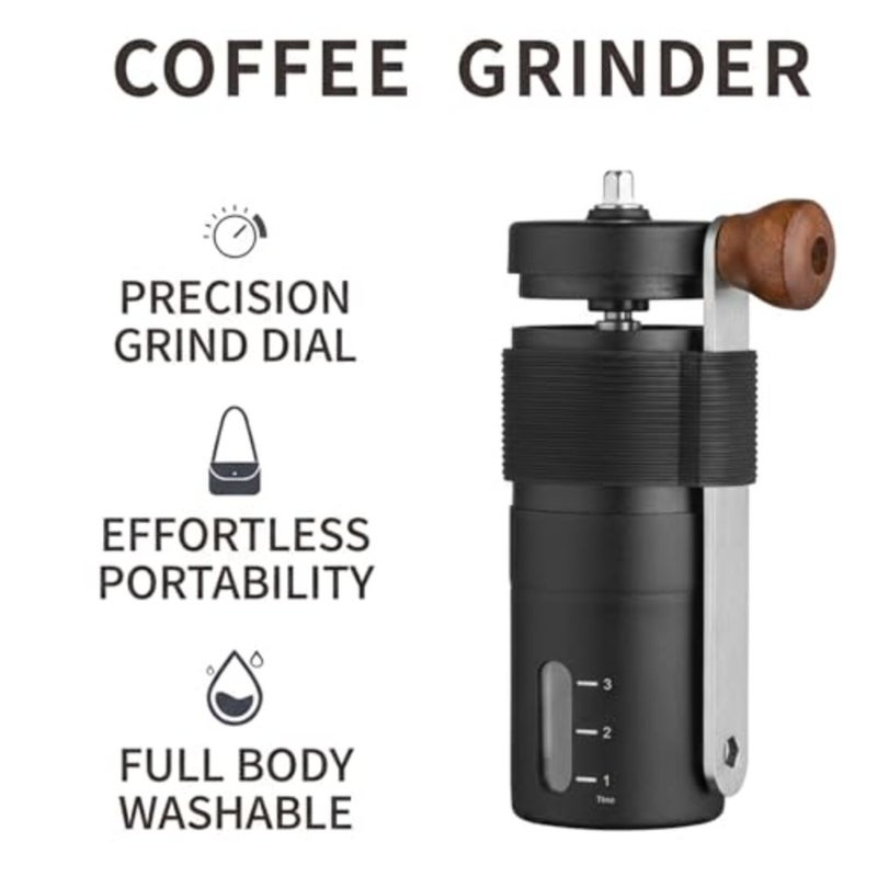 Portable pour over coffee set for home, camping travel: stainless steel V60 grinder and brewer, black finish, precision grind control and integrated digital scale - Image 3
