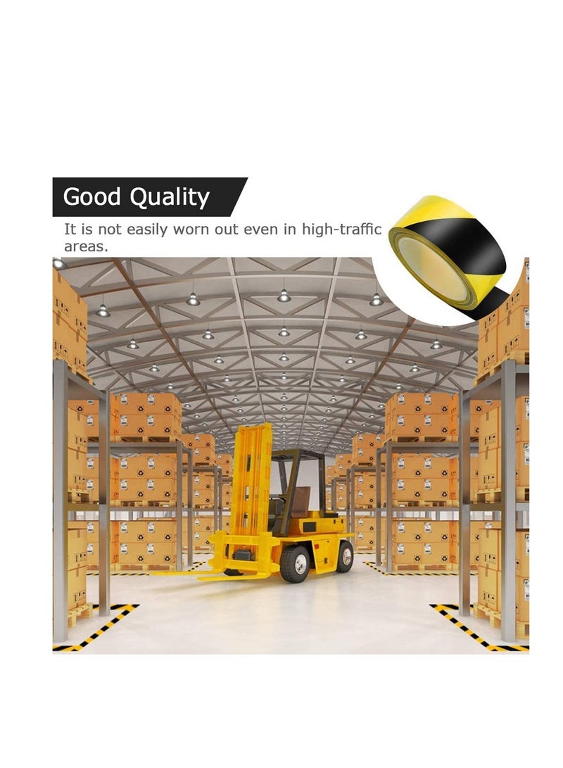 MARKQ Hazard Warning Tape, 2" x 20 yards Black and Yellow Adhesive Safety Tape, Caution Barricade Construction Tape for Dangerous Areas, Walls, Pipes, Equipment PVC Floor Marking tape - Image 3